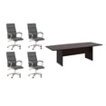 thumbnail image 1 of Pemberly Row Ensemble de 5 - Table de Conférence Cerisier & 4 Chaises Exécutives Gris Foncé, 1 of 15