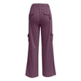 thumbnail image 4 of Womens Wide Leg Yoga Pants With Cargo Pockets Casual Stretchy Palazzo Pants Long Wide Leg Workout Bootcut Sweatpants Women Line Pants Dress Pants for Women Business Casual Petite plus Size Yoga Pants, 4 of 4