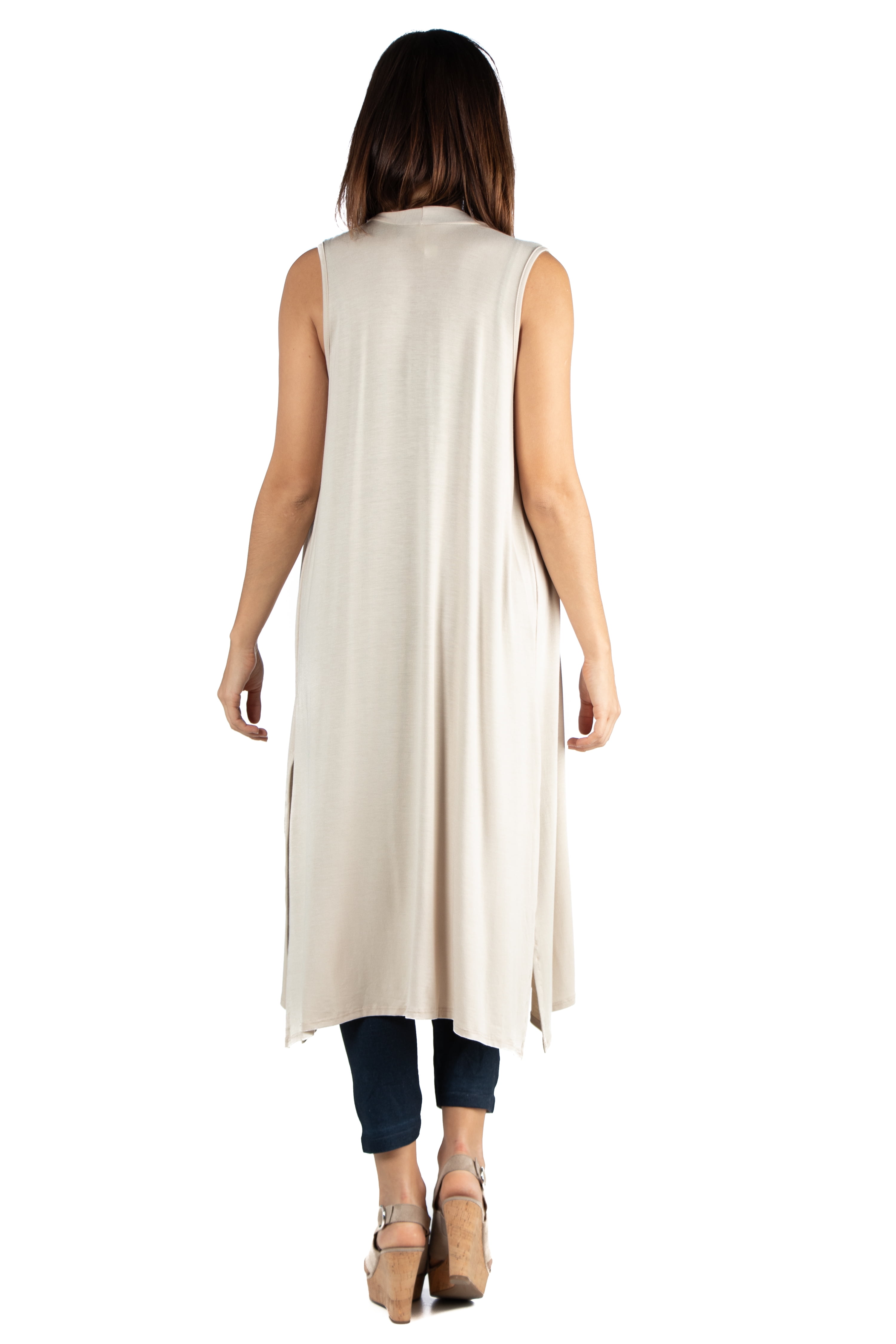 24/7 Comfort Apparel Women's Sleeveless Long Cardigan Vest