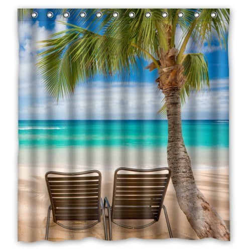 HelloDecor Tropical Beach Chair Shower Curtain Polyester Fabric ...