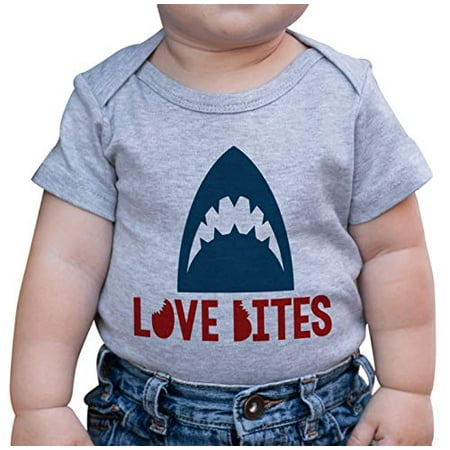 

7 ate 9 Apparel Kid s Love Bites Shark Valentine s Day Onepiece Grey
