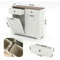 thumbnail image 2 of Double Tilt Out Trash can Cabinet, 20 Gallon Hidden Pull-Out Trash Can Under Cabinet, Kitchen Free Standing Recycling Cabinet with 2 Drawers for Kitchen, Laundry, Living Room, 2 of 9