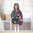 thumbnail image 7 of FORMRS Wearable Blanket Hoodie with Sleeves for Kids Cozy Flannel Sweatshirt, Yellow Floral Flamingo, 7 of 7