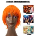 thumbnail image 2 of Unique Bargains Human Hair Wigs for Women Lady 11" Orange Wigs with Wig Cap, 2 of 8