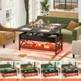 thumbnail image 6 of Homieasy Coffee Table Lift Top with LED Light and Power Outlet, Multi-Function Coffee Table Converts to Dining Table, Center Table with Shelves for Living Room Reception Home Office, Black, 6 of 8