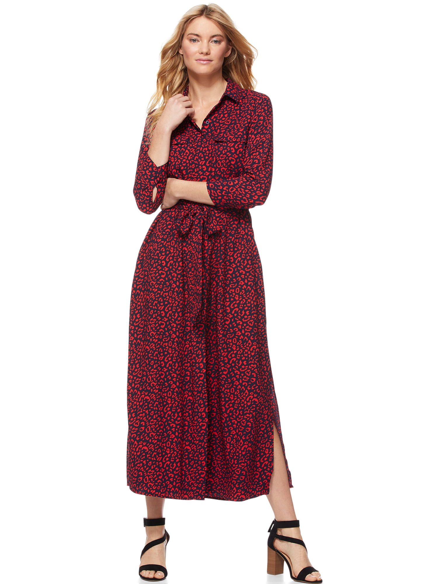Scoop Maxi Shirt Dress with Belt Women's
