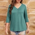 thumbnail image 6 of BSDJILFG 3/4 Sleeve Plus Size Shirts for Women Button Up Pajama Top Loose Fit V-Neck Gauze Tunic Blouse Summer,L-5XL, 6 of 9