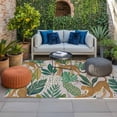 thumbnail image 2 of Leopard Botanical Outdoor Rug for Patio/Deck/Porch, Non-Slip Large Area Rug 4 x 6 Ft, Summer Tropical Animals Leaves Indoor Outdoor Rugs Washable Area Rugs, Reversible Camping Rug Carpet Runner, 2 of 8