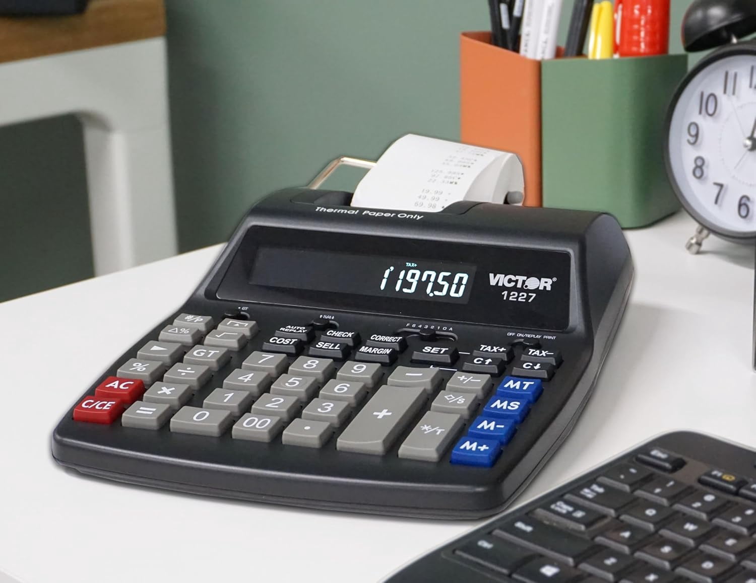 Victor Thermal Printing Calculator with Check & Correct – Fast, Ink-Free Printing, Large Screen, Smudge-Free Results for Office & Accounting