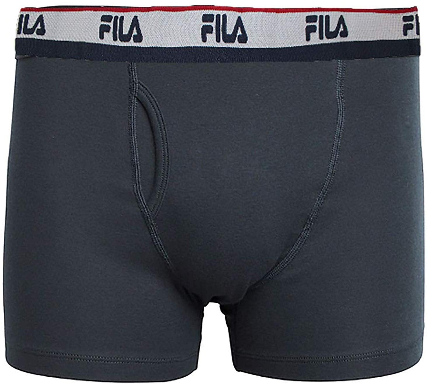 Fila Men's 4-Pack Logo Band 6 Inseam Boxer Brief Blue/Grey Heather/Blue  Heather/Red, Large 