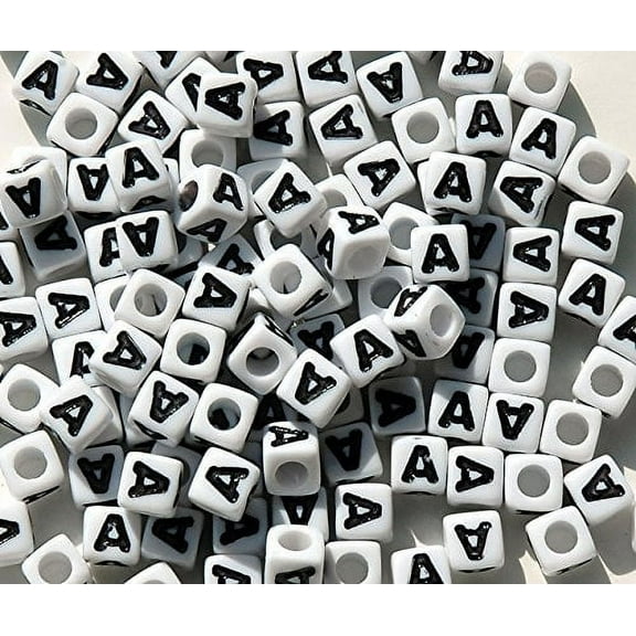 JOLLY STORE Crafts Letter "A" 7mm Cube Shape Alphabet Beads