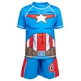 thumbnail image 5 of Marvel Avengers Captain America Little Boys Rash Guard and Swim Trunks Outfit Set Toddler to Big Kid, 5 of 5