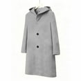 thumbnail image 6 of Yteetum Women's Woolen Blend Coats Oversize Winter Trench Coat Notched Lapel Collar Single-Breasted Peacoat Womens Long-Sleeve Hooded Jackets Casual Button Cardigan Jacket Overcoat Outwear Fall Deals, 6 of 8