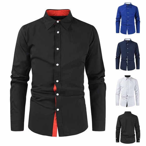 Miluxas Soft Wrinkle-Free Men's Dress Shirts Solid Long Sleeve formal Shirt Business Casual Button Down Shirts Tall White