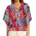 thumbnail image 1 of Fiudx Liquidación de Ofertas Flash Blusa Informal de Manga Corta con Cuello En V y Botones Estampados para Mujer a La Moda, 1 of 5