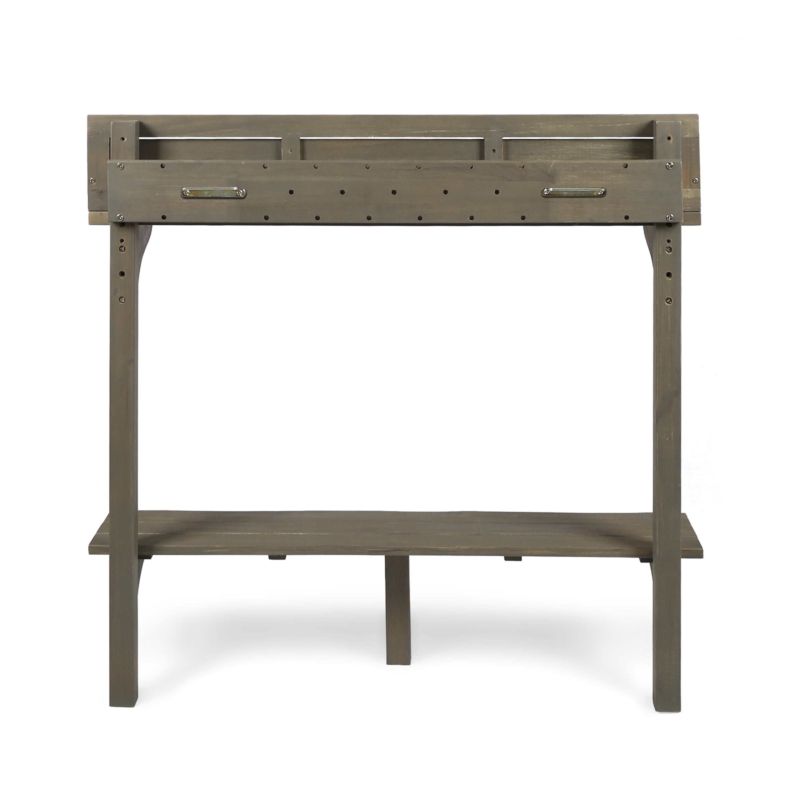 Outdoor Balcony Bar Height Table, Solid Acacia Wood Desktop for Patio Balcony, Gray