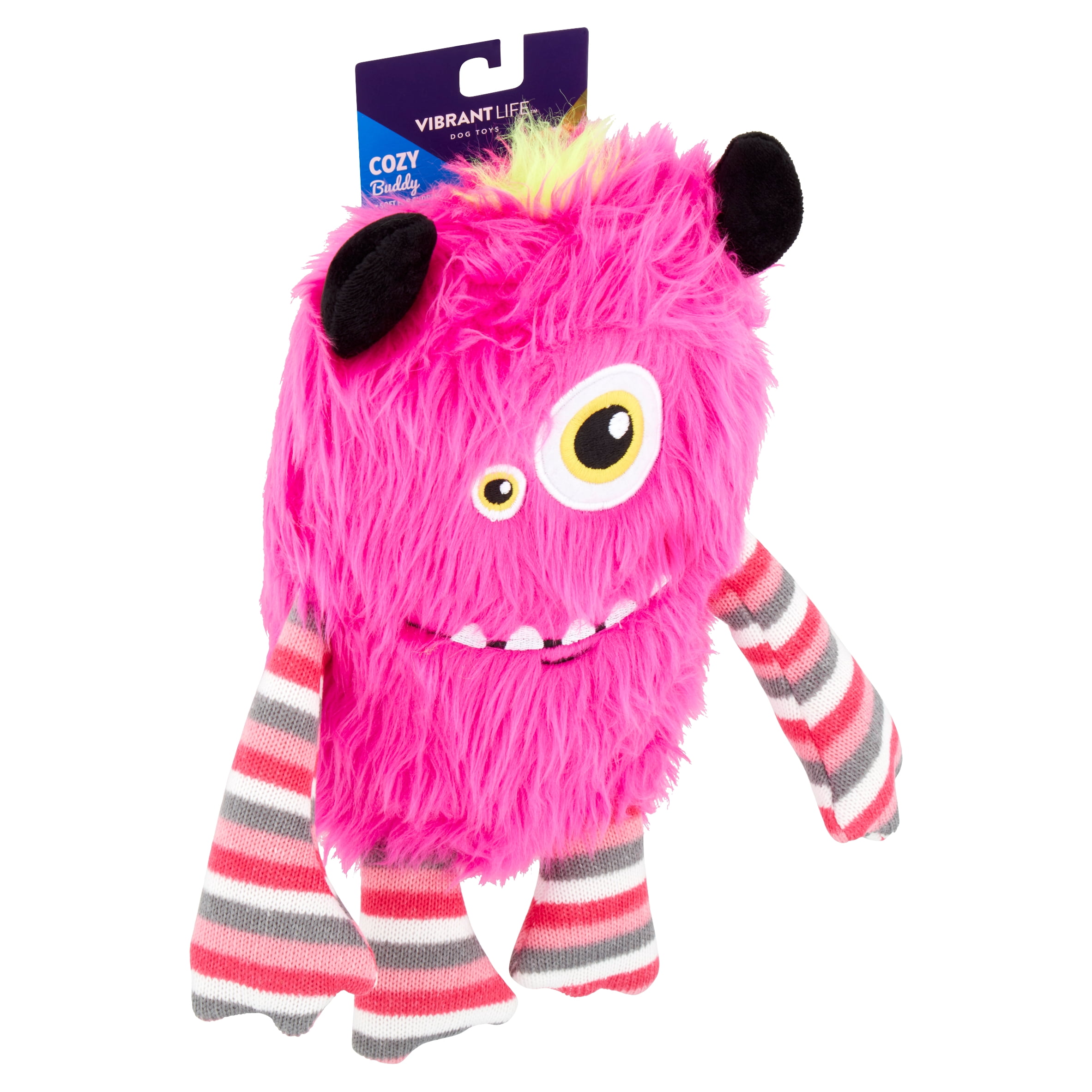 Vibrant Life Cozy Buddy Monster Dog Toy, Character May Vary, Chew Level 3 