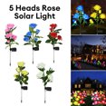 thumbnail image 7 of 5 Head LED Solar Simulation Rose Flower Solar LED Light Garden Yard Lawn Night Lamp Landscape Garden Home Decoration Flowers (yellow), 7 of 7