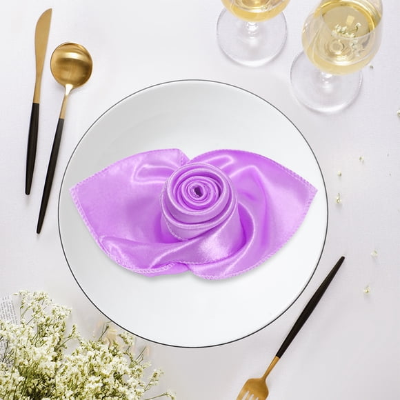 Xiao Hua 4 servilletas cuadradas de satén para cena, 43 x 43 cm, suaves y sedosas, para restaurantes, bodas, banquetes y fiestas, color morado.