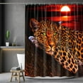thumbnail image 2 of Juego de 4 cortinas de ducha con diseño de guepardo, leopardo y luna, 70,8 x 70,8 pulgadas, juegos de decoración de baño, cortinas de ducha africanas y accesorios para alfombras de baño con estampado, 2 of 5