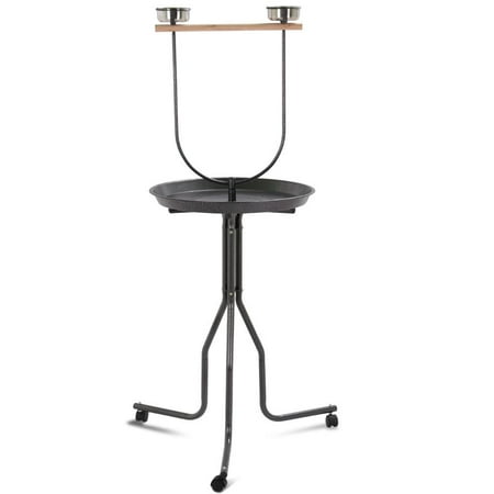 Yaheetech Bird Stand with Stainless Steel Bows & Tray & Wheels 61.8" Height