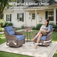 thumbnail image 6 of Patiobula Patio High-Back Furniture Set with Fire Pit Table, Outdoor Sectional Swivel Rocker Chairs Sets with 6-Inch Cushions, Wicker 7-Seat Conversation Set for Porch, Balcony, Deck, Brown/Navy, 6 of 12