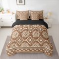 thumbnail image 2 of Feelyou Brown Triangle Aztec Bedding Comforter Set 7 Pieces, Boho Rustic Farmhouse Full Bedding Set, Western Old Fashion Reversible Fitted Sheet Flat Sheet, Breathable Home Decor, 2 of 8
