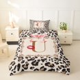 thumbnail image 2 of Catabedysis Bowknot Initial Letter Twin Duvet Cover,Leopard Pattern Alphabet U Twin Bedding For Girls,Black Reversible,2-Piece,1 Duvet Cover and 1 Pillowcase, 2 of 6