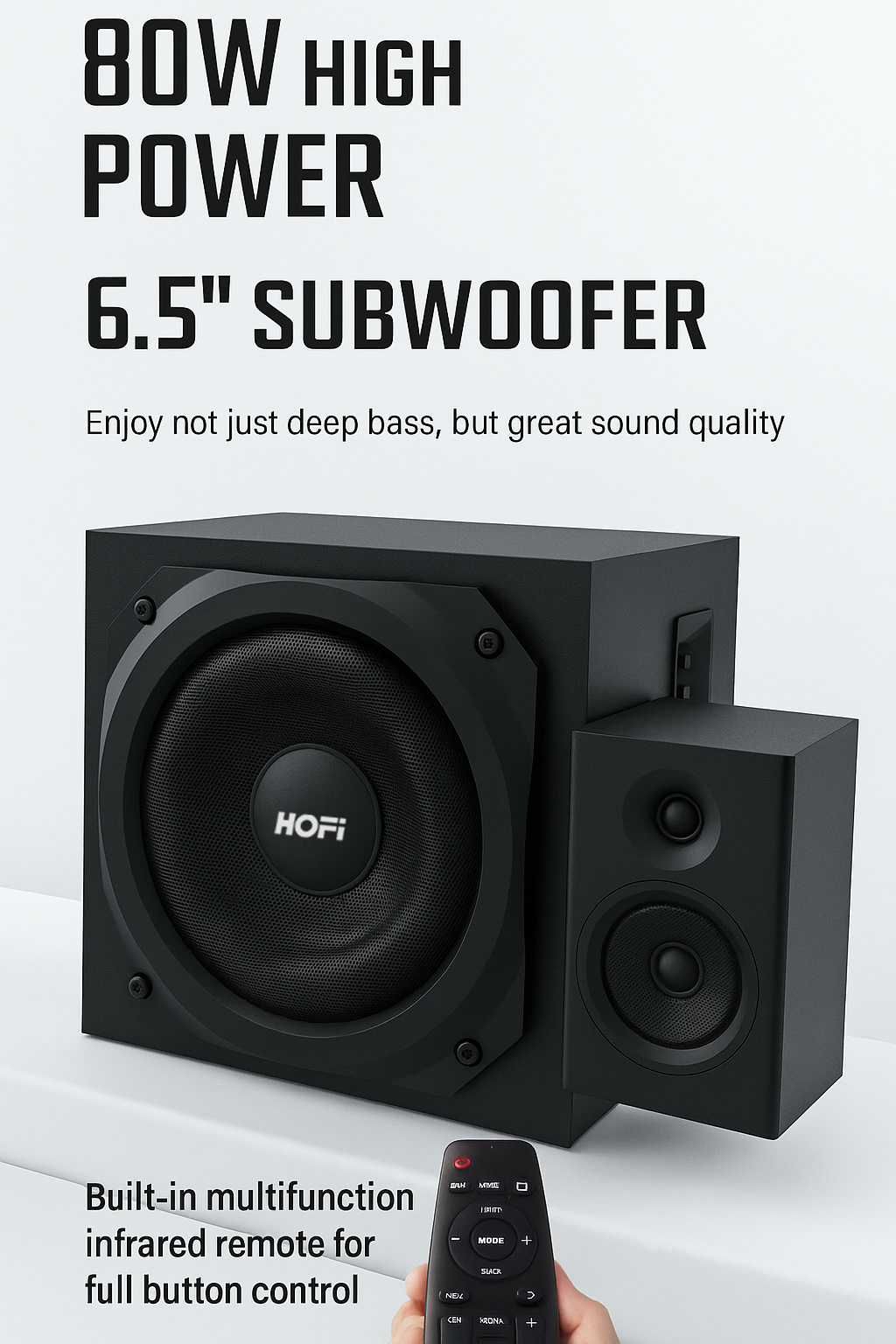 HOFI 2.1 Bluetooth Speaker System with USB, AUX, Bluetooth 2.1 Channel Speakers Single Piece