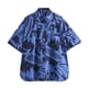 thumbnail image 2 of HH TRAF Mujeres Verano Moda Manga Corta Cuello Vuelto Estampado Azul Camisas Femeninas Chic Un Solo Pecho Casual Estilo Playa Top, 2 of 5