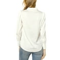 thumbnail image 4 of INSPIRE CHIC Women's Button Up Shirts Puff Long Sleeves Vintage Satin Wear-to-Work Blouse L White, 4 of 8