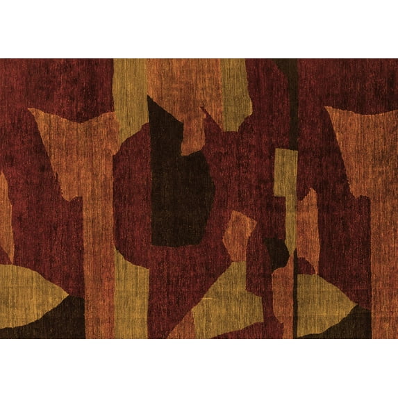 Ahgly Company Indoor Rectangle Abstract Orange Modern Area Rugs, 6' x 9'