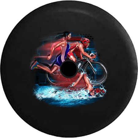 2018 2019 Wrangler JL Backup Camera Swim Bike Run Triathlon Endurance Ironman Racing Spare Tire Cover for Jeep RV 33 (Best Triathlon Wheels 2019)