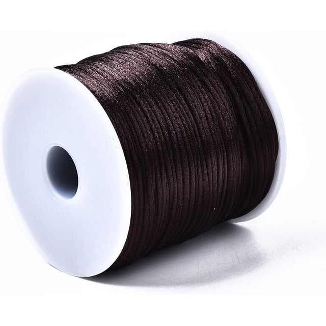 1 rollo de hilo de nailon con cola de rata, cordón satinado color marrón coco, 1 mm, 76,55 yardas (70 m)/rollo