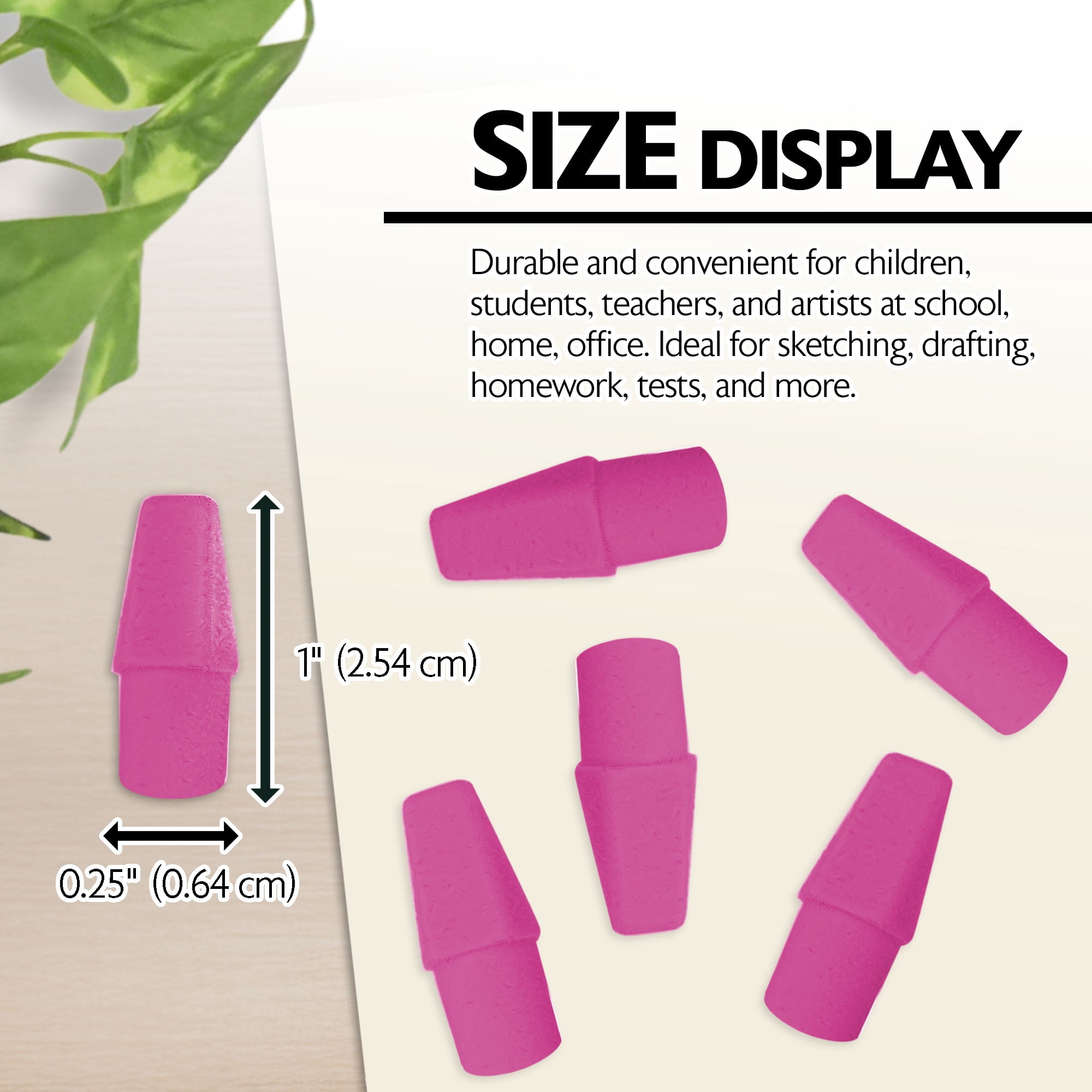 BAZIC Pink Eraser Top, Latex Free Pencil Tops Erasers Arrowhead, 3456 Count
