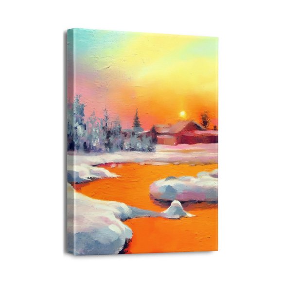 Vintage Sunset Inspiration12x16 Oil Paintings for Wall Art Prints, Home Office Decor