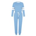 thumbnail image 5 of Sevevn Women's Fashionable Loose Printed Long Sleeved Round Neck Drawstring Casual Set Light Blue XXXXL Rollbacks, 5 of 5
