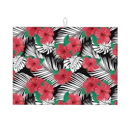 

Dish Drying Mat red flowers_A Highly Absorbent Microfiber Drying Mat Kitchen Counter or Sink Drawer Liner 18x24 Kitchen Drying Mat Coffee Mat Kitchen Essentials