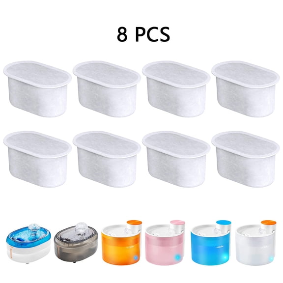 Petavista 8 Pcs Cat Water Fountain Filter Replacement Dog Water Fountain Filter with Active Carbon