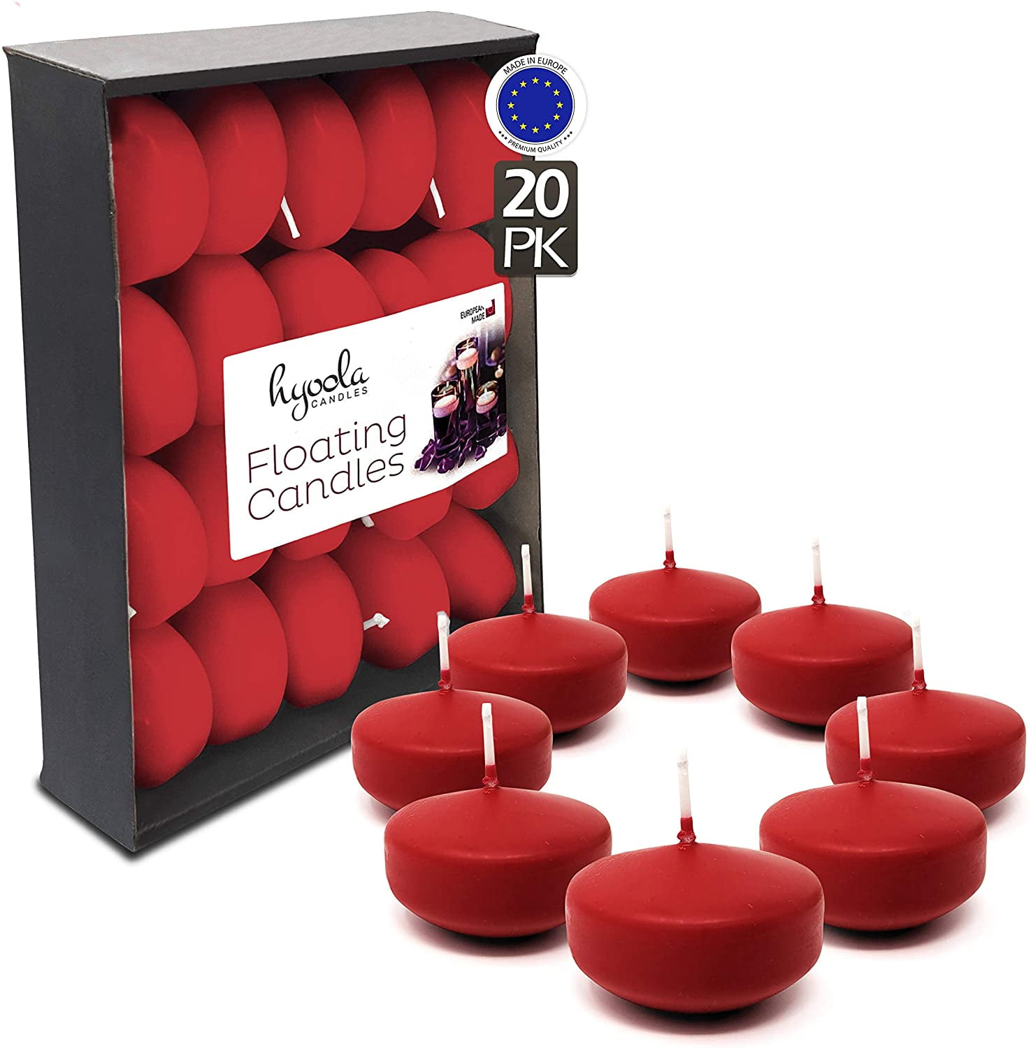 Mega Candles Set of 24 Unscented 1.5" Floating Flower Candles Red 