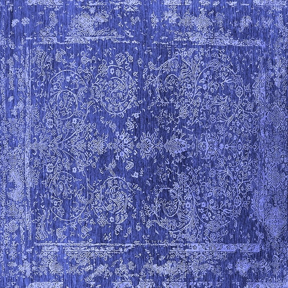 Ahgly Company Indoor Square Oriental Blue Industrial Area Rugs, 8' Square