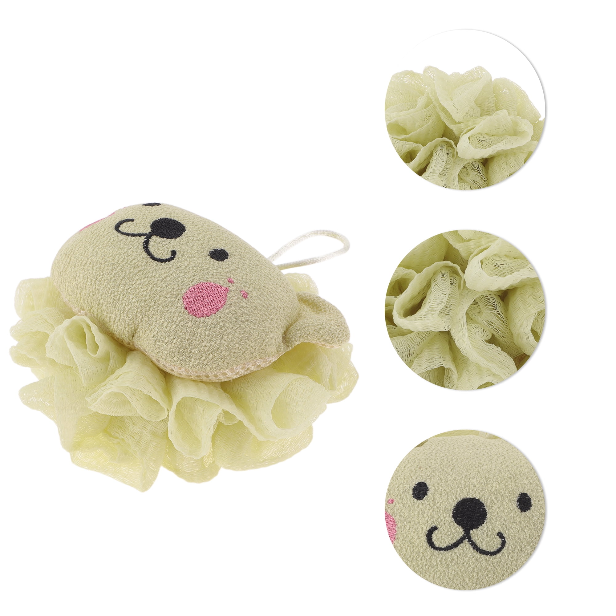 Unique Bargains Durable Cartoon Bath Sponge 1 Pc Light Yellow