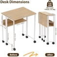 thumbnail image 3 of Folding Desk with Wheels & Storage Shelf, 24.8" Small Computer Desk for Home Office,Foldable Rolling Laptop Table for Small Spaces, Easy Assembly, 3 of 8