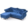 thumbnail image 5 of Glory Furniture Transitional Velvet Sofa Chaise with 2 Matching Throw Pillows, Navy Blue, 5 of 6