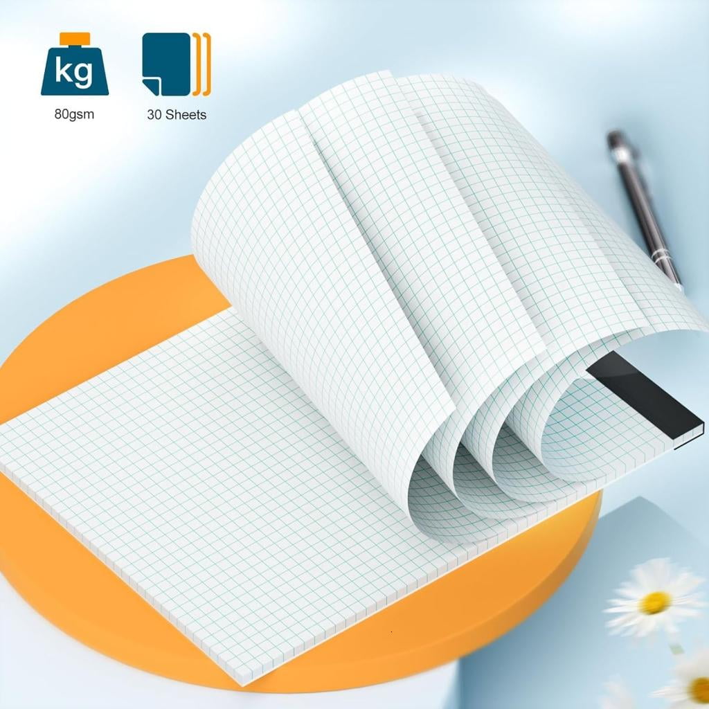 Giaone 6 Pcs A4 Note Pads Paper Pads Tearable Graph Paper Small Writing Pads