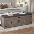 thumbnail image 6 of 60” Shoe Storage Bench with Deodorizer, Farmhouse Shoe Organizer Cabinet with Cushion Seat, 4 Doors, Adjustable Shelf for Entryway, Bedroom & Living Room, Gray, 6 of 7