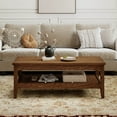 thumbnail image 2 of Costway 2-Tier Rectangle Center Table with Slatted Storage Shelf & Thickened Tabletop Brown, 2 of 10