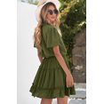 thumbnail image 2 of ABPHQTO Mini vestido verde con cuello en V y volantes para mujer, 2 of 5