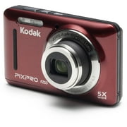 Angle View: KODAK PIXPRO FZ53 Compact Digital Camera - 16MP 5X Optical Zoom HD 720p Video (Red)