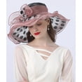 thumbnail image 3 of Fascinator Hats for Women, Women's Organza Church Derby Hat Hats Wide Brim Tea Party Hats Uv Protection Sun Hat, 3 of 5